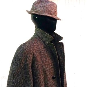 HOLTHAUSEN Men's Vintage "Hand Woven" Harris Tweed Pure Scottish Wool Over Coat